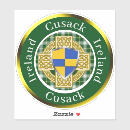 Cusack Shield & Celtic Cross gepersonaliseerd Sticker (Vel)
