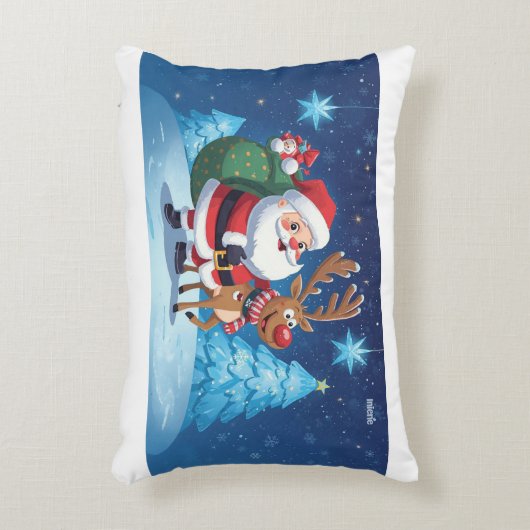 cuschion with Santa Claus and reindeer Accent Kussen (Voorkant(Verticaal))