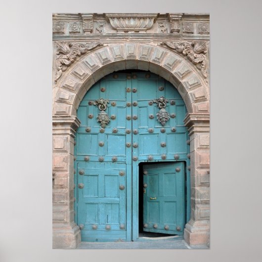 Cusco Church Aqua Door Poster (Voorkant)