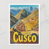 Cusco Peru Art Vintage Travel Illustratie Briefkaart (Voorkant)