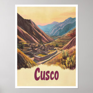 Cusco Peru Art Vintage Travel Illustratie Poster