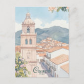 Cusco Peru Gouache Verf Illustratie Reizen Briefkaart (Voorkant)