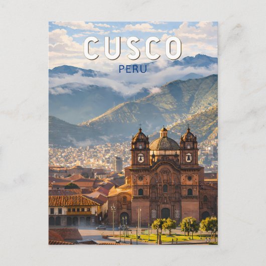 Cusco Peru Illustratie Reis Kunst Vintage Briefkaart (Voorkant)