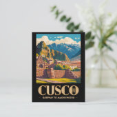Cusco Peru Illustratie Reis Kunst Vintage Briefkaart (Staand voorkant)