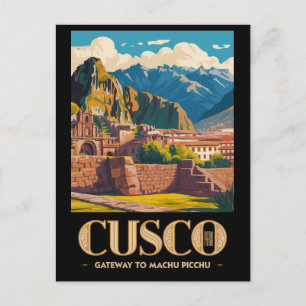 Cusco Peru Illustratie Reis Kunst Vintage Briefkaart