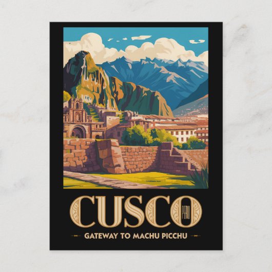 Cusco Peru Illustratie Reis Kunst Vintage Briefkaart (Voorkant)