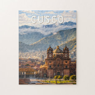Cusco Peru Illustratie Reis Kunst Vintage Legpuzzel
