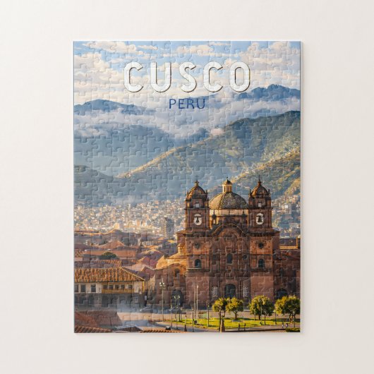 Cusco Peru Illustratie Reis Kunst Vintage Legpuzzel (Verticaal)