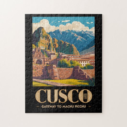 Cusco Peru Illustratie Reis Kunst Vintage Legpuzzel (Verticaal)