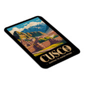 Cusco Peru Illustratie Reis Kunst Vintage Magneet (Rechterzijde)