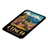 Cusco Peru Illustratie Reis Kunst Vintage Magneet (Linkerzijde)