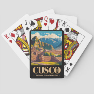 Cusco Peru Illustratie Reis Kunst Vintage Pokerkaarten
