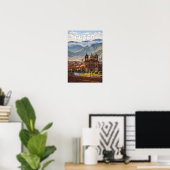 Cusco Peru Illustratie Reis Kunst Vintage Poster (Thuiskantoor)