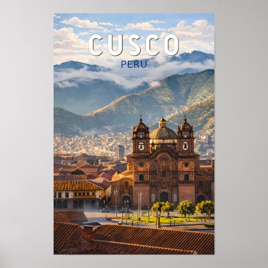 Cusco Peru Illustratie Reis Kunst Vintage Poster (Voorkant)