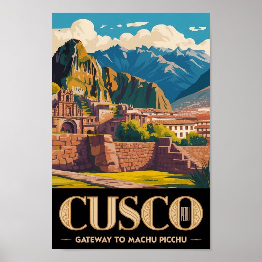 Cusco Peru Illustratie Reis Kunst Vintage Poster (Voorkant)