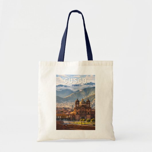 Cusco Peru Illustratie Reis Kunst Vintage Tote Bag (Voorkant)