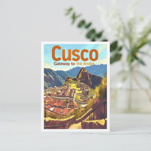 Cusco Peru  Kunst Reizen Illustratie Briefkaart (Staand voorkant)