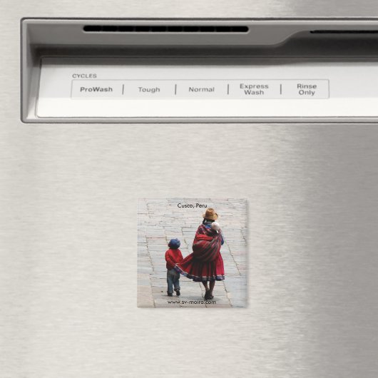 Cusco, Peru, moeder en kinderen Magneet (Insitu (Vaatwasser))