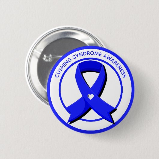 Cushing Syndroeness Blue Ribbon Ronde Button 5,7 Cm (Voorkant /achterkant)