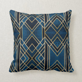 Cushion - Art Deco Blue & Gold Mirrored Kussen