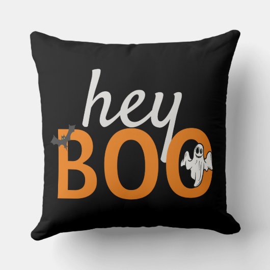 Cushion - hey BOO Ghost/Bats Black Kussen (Achterkant)