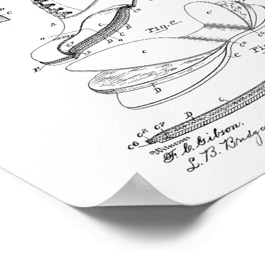 Cushion Insole Shoes 1906 Patent Art-witboek Poster (Hoek)