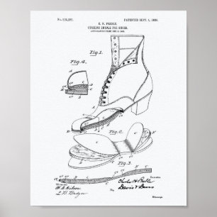 Cushion Insole Shoes 1906 Patent Art-witboek Poster