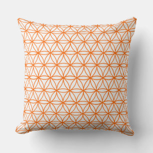 Cushion, Lotus Flower Graphic in wit en Oranje Kussen