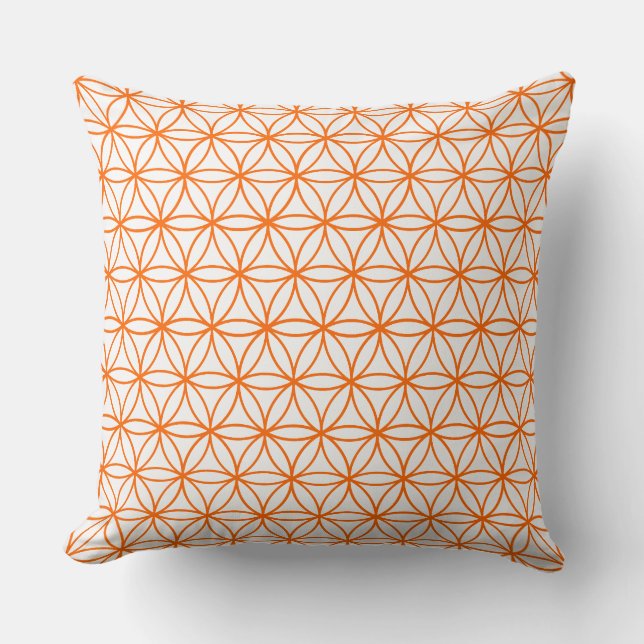 Cushion, Lotus Flower Graphic in wit en Oranje Kussen (Voorkant)