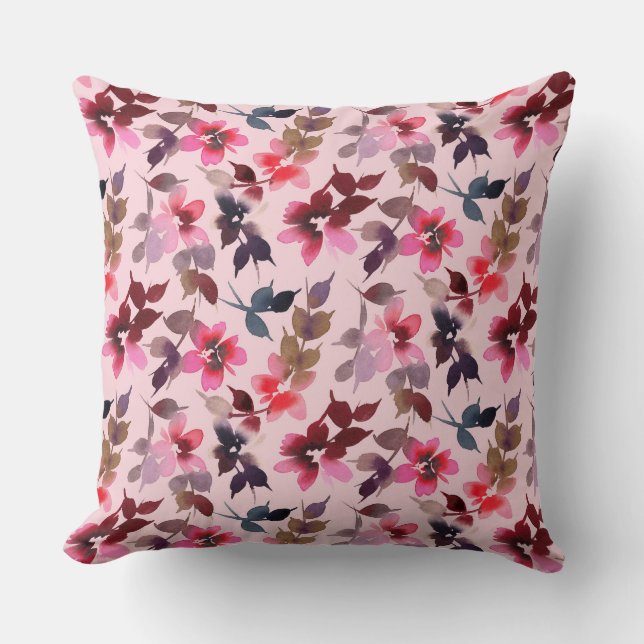 Cushion Pillow - Floral afdrukken op een roze acht Kussen (Voorkant)