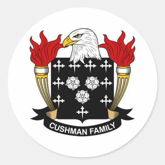 Cushman Family Crest Ronde Sticker (Voorkant)