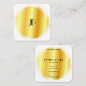 Cusom Gold Kijk Moderne Elegant Monogram Sjabloon Vierkante Visitekaartje (Voorkant / Achterkant)