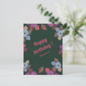 Cusotm blij met groene bloem simpel briefkaart (Staand voorkant)