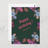 Cusotm blij met groene bloem simpel briefkaart (Voorkant / Achterkant)