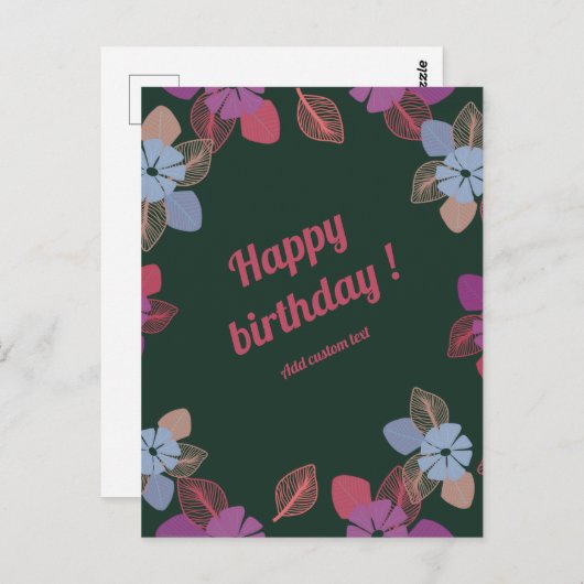 Cusotm blij met groene bloem simpel briefkaart (Voorkant / Achterkant)