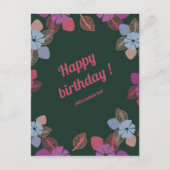 Cusotm blij met groene bloem simpel briefkaart (Voorkant)