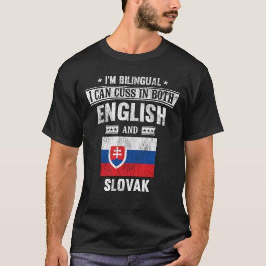 Cuss In het Engels en Slowaaks Grappig Slowakije V T-shirt (Voorkant)