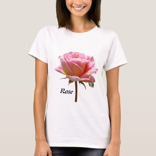 Cust. Tekst & Foto - Roze Rose Sjabloon T-shirt (Voorkant)
