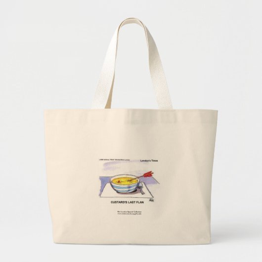 Custards Laatste Flan Grappige Cartoon Boodschappe Grote Tote Bag (Voorkant)