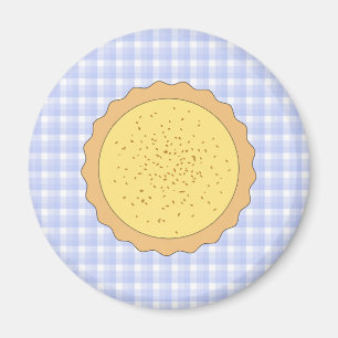 Custardtaart. Gele Tart, met Blue Gingham. Magneet