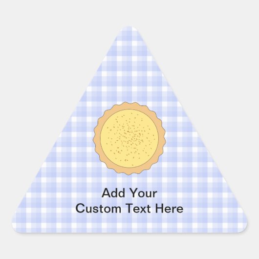 Custardtaart. Gele Tart, met Blue Gingham. Sticker (Voorkant)