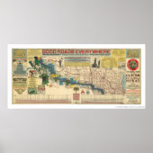 Custer Battlefield Highway Map - 1925 Poster (Voorkant)