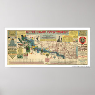 Custer Battlefield Highway Map - 1925 Poster
