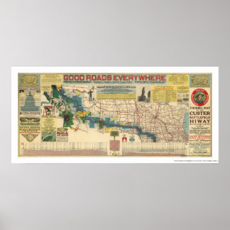 Custer Battlefield Highway Map - 1925 Poster