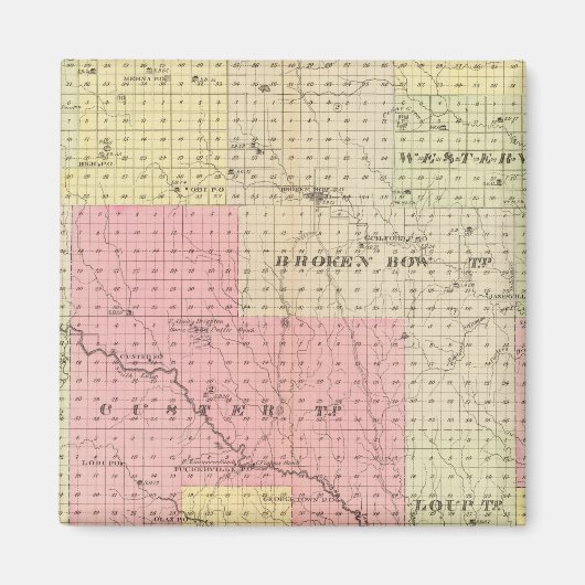 Custer en Logan County, Nebraska Magneet (Voorkant)