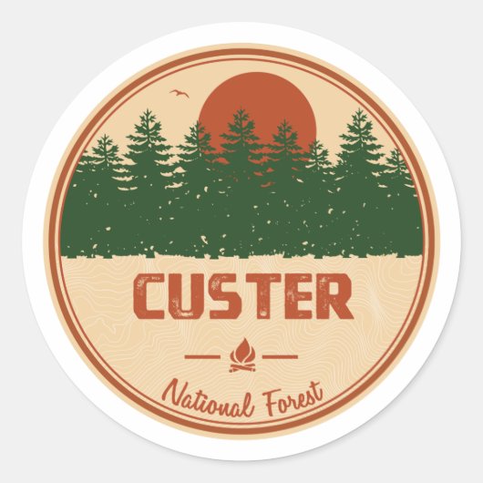 Custer National Forest Ronde Sticker (Voorkant)