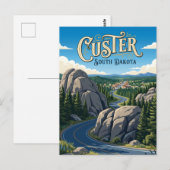 Custer South Dakota Briefkaart (Voorkant / Achterkant)
