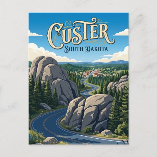 Custer South Dakota Briefkaart (Voorkant)