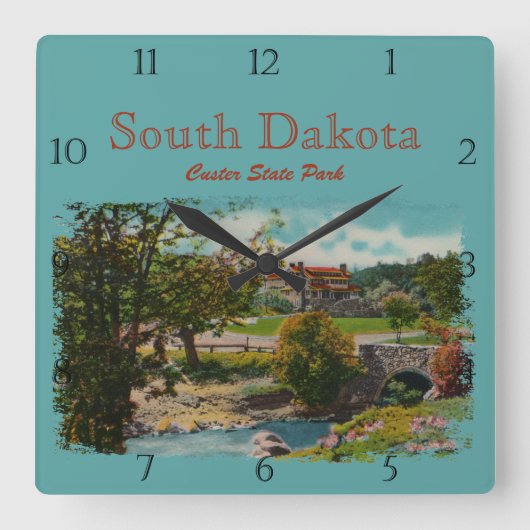 Custer State Park Game Lodge Custom Square Wall Vierkante Klok (Voorkant)