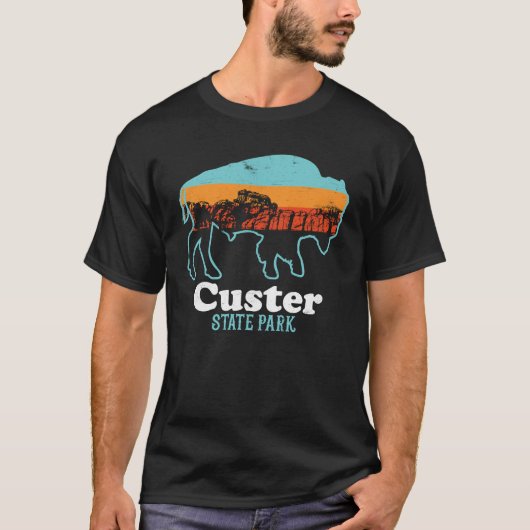 Custer State Park Retro South Dakota Bison T-shirt (Voorkant)